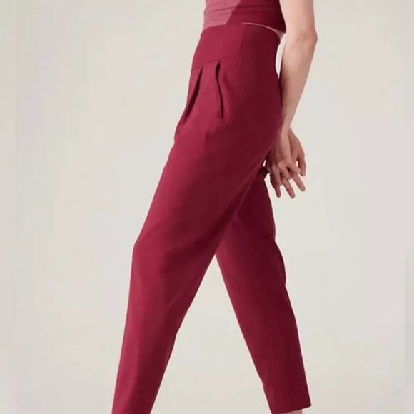 Athleta Elation Women Yoga Pants Coffeeberry Red Joggers Athleisure Small NWOT - Picture 2 of 9